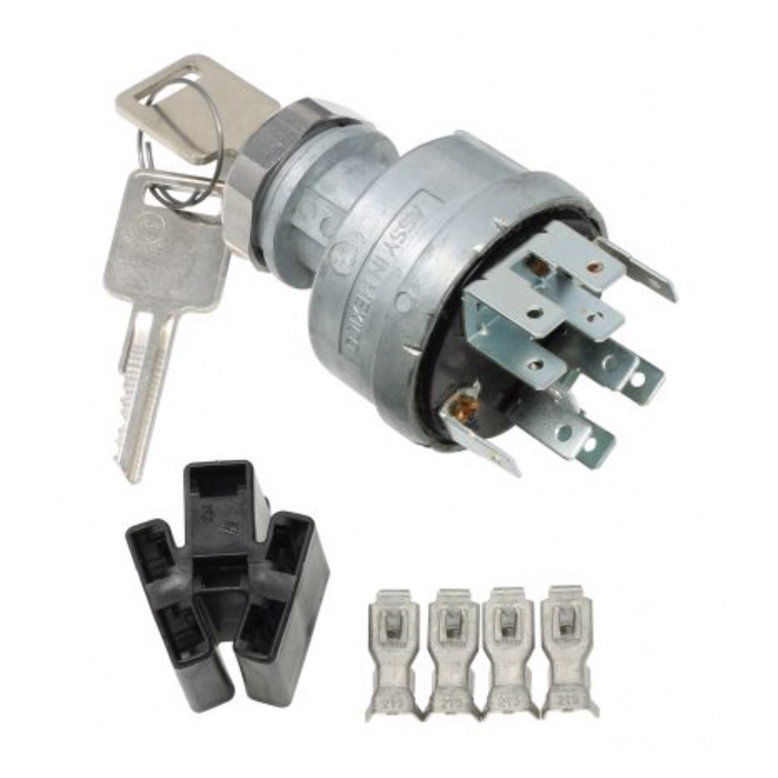 American Autowire 510805 Ignition Switch, 4 Position, 1/4 Blade Connectors, Square Keys, Aluminum, Natural, Kit
