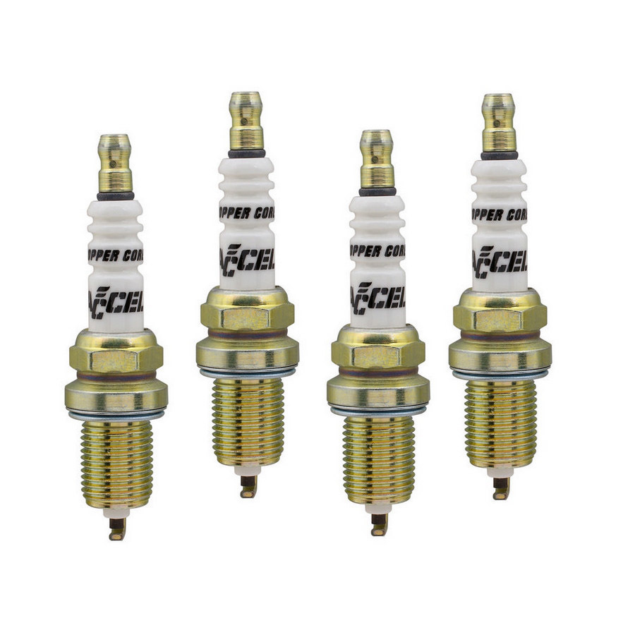 Accel 0736-4 Spark Plug, 14 mm Thread, 0.750 in Reach, Gasket Seat, Resistor, Set of 4