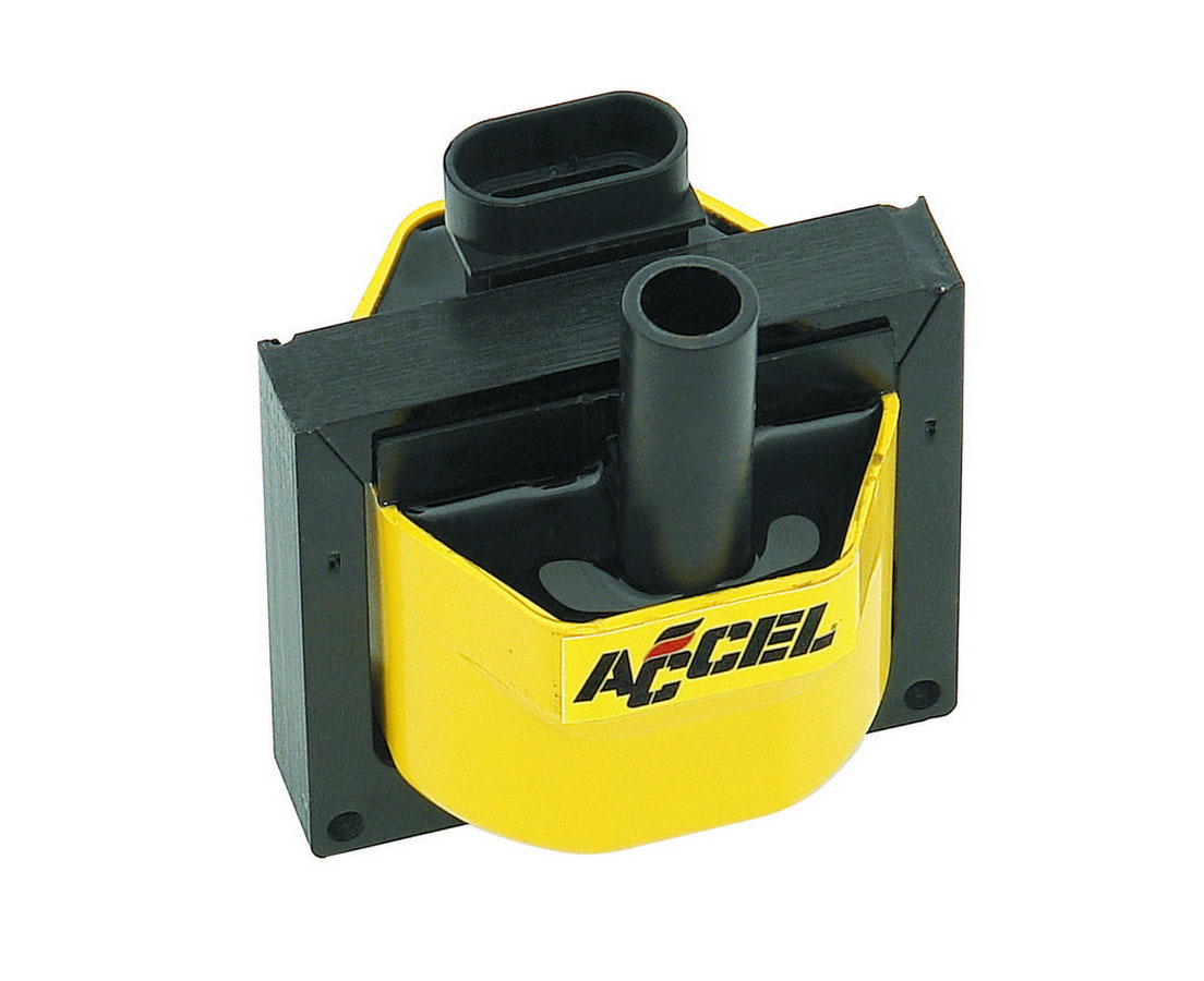 Accel 140024 Ignition Coil, Super Coil, E-Core, 0.200 ohm, Female Socket, 48000V, Yellow / Black, Each