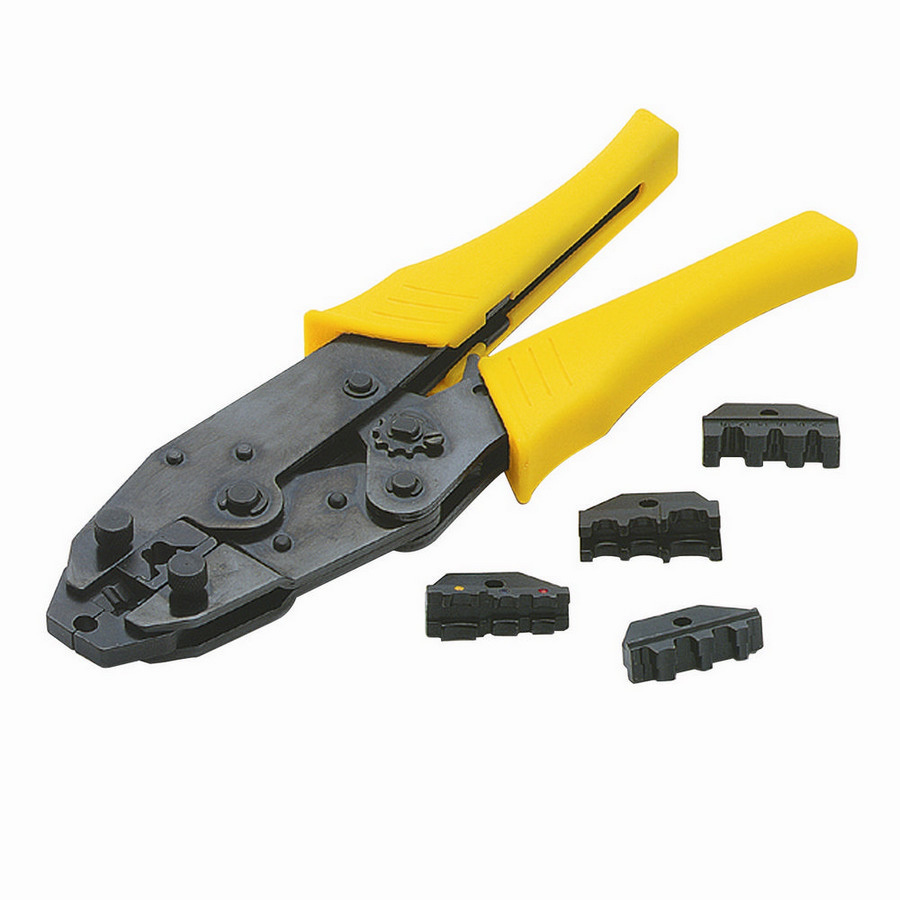 Accel 170036 Wire Crimping Tool, Heavy Duty, Steel Frame, Insulated Handles, Ratcheting, 3 Sets of Crimping Dies, Each