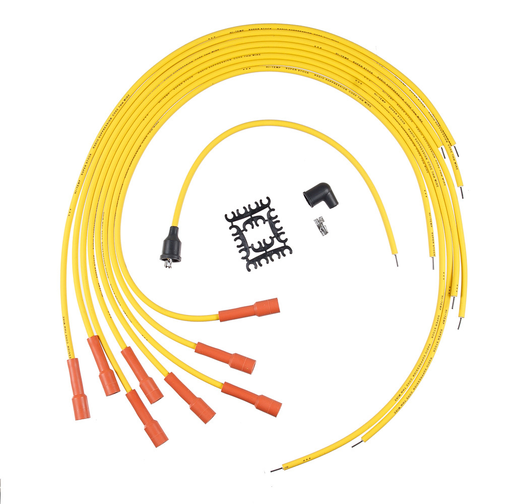 Accel 3010 Spark Plug Wire Set, Super Stock, Spiral Core, 7 mm, Yellow, Straight Plug Boots, Socket Style, Cut-To-Fit, V8, Kit