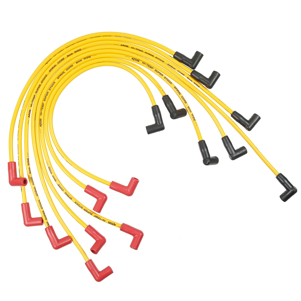 Accel 5048Y Spark Plug Wire Set, Super Stock, Spiral Core, 8 mm, Yellow, Factory Style Boots / Terminals, Chevy V8, Kit