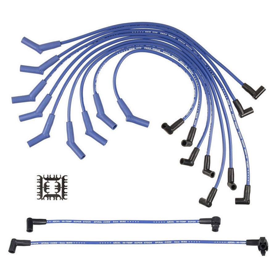 Accel 5056B Spark Plug Wire Set, Super Stock, Spiral Core, 8 mm, Blue, Factory Style Boots / Terminals, Ford V8, Kit
