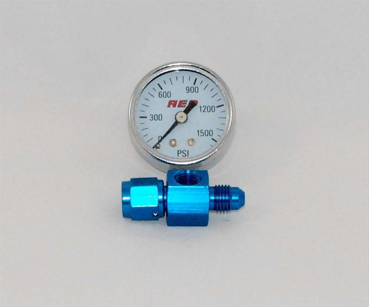 AED Performance 6105 Nitrous Pressure Gauge, 0-1500 psi, Mechanical, Analog, 1-1/2 in Diameter, 1/8 in NPT Port, 4 AN Fitting, White Face, Kit