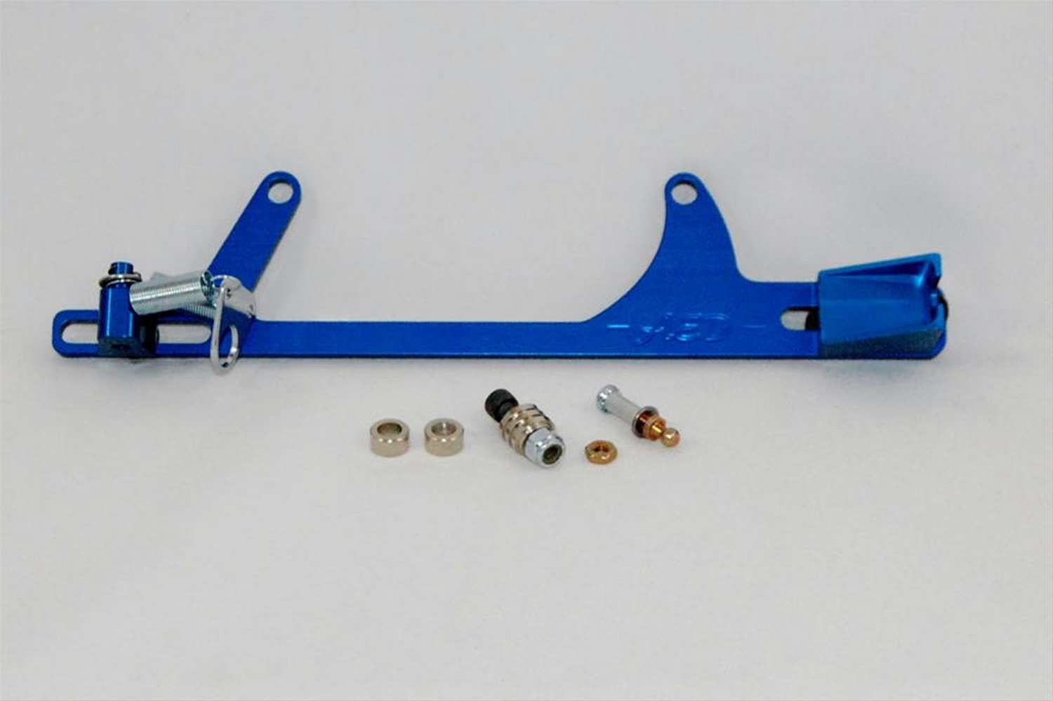 AED Billet Throttle Linkage and Spring Brackets 6606B Cable Bracket, Aluminum, Blue Anodized, Holley, 4500, Fits Ford Cable, Each thumbnail 2