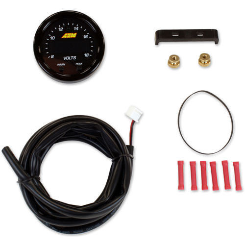 AEM 30-0303 Voltmeter, X-Series, 8-18V, Electric, Digital, 2-1/16 in Diameter, Black Face, Each