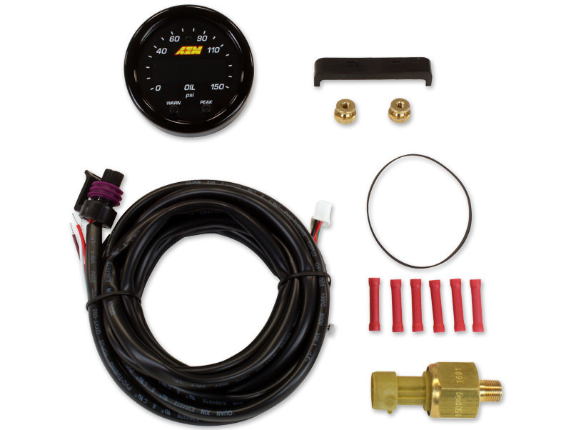 AEM 30-0307 Oil Pressure Gauge, X-Series, 0-150 psi, Electric, Digital, 2-1/16 in Diameter, Black Face, Each