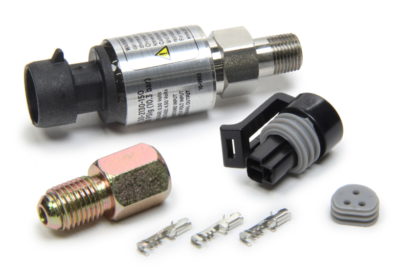 AEM 30-2130-100 Pressure Sending Unit, Electric, 1/8 in NPT Male Thread, Adapters / Plug / Pins, 0-100 psi, Kit