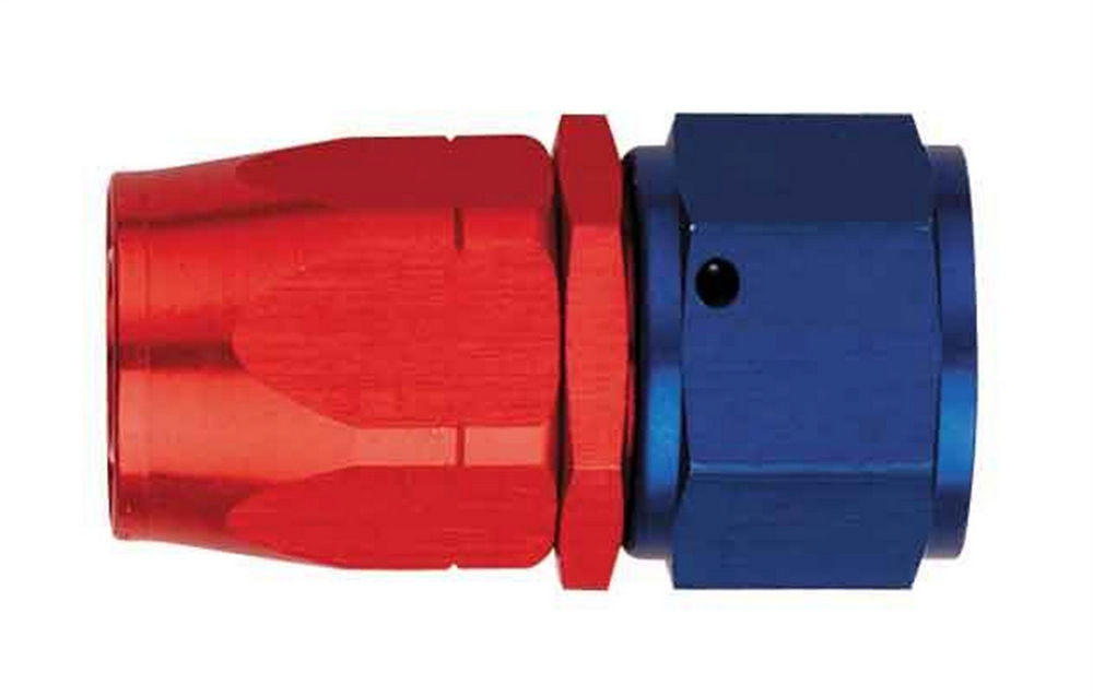 Aeroquip FBM1012 Fitting, Hose End, AQP/Startlite, Straight, 6 AN Hose to 6 AN Female Swivel, Aluminum, Blue / Red Anodized, Each