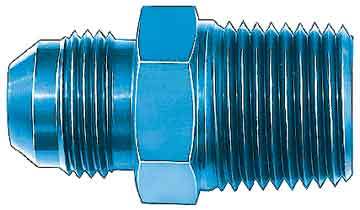 Aeroquip FBM2000 Fitting, Adapter, Straight, 3 AN Male to 1/8 in NPT Male, Aluminum, Blue Anodized, Each