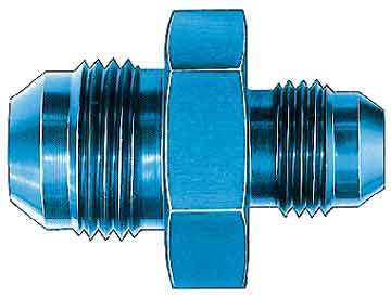 Aeroquip FBM2160 Fitting, Adapter, Straight, 8 AN Male to 6 AN Male, Aluminum, Blue Anodized, Each