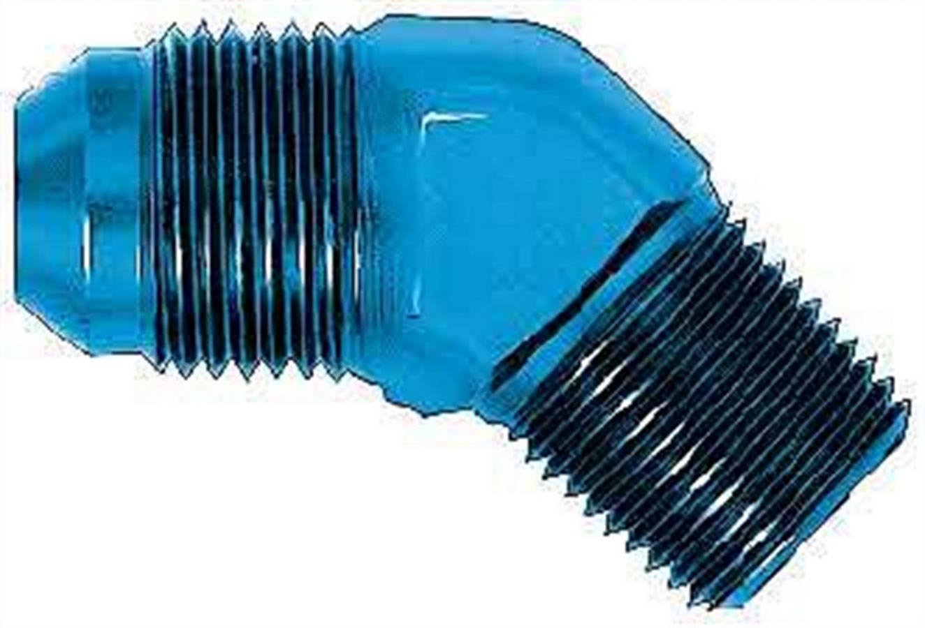 Aeroquip FCM2020 Fitting, Adapter, 45 Degree, 3 AN Male to 1/8 in NPT Male, Aluminum, Blue Anodized, Each