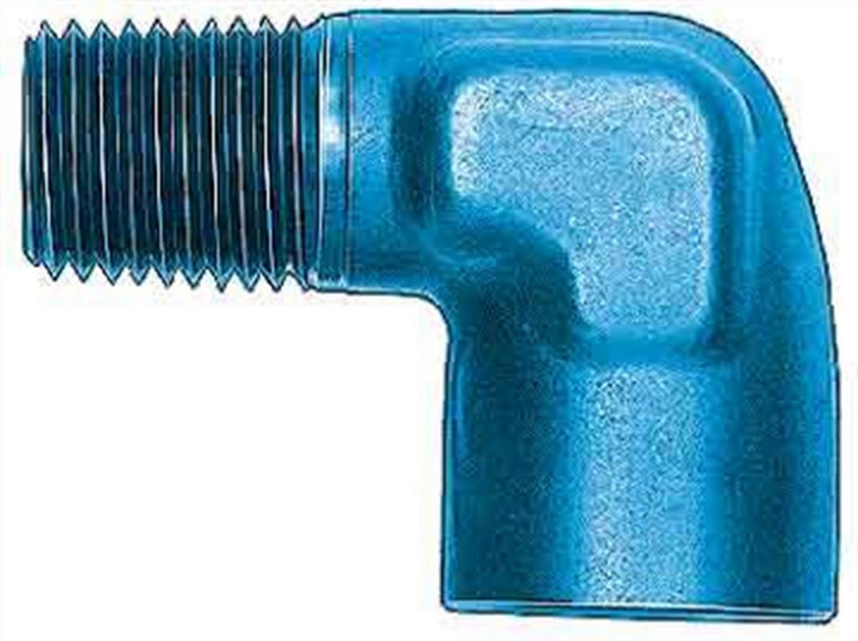 Aeroquip FCM2147 Fitting, Adapter, 90 Degree, 1/8 in NPT Male to 1/8 in NPT Female, Aluminum, Blue Anodized, Each