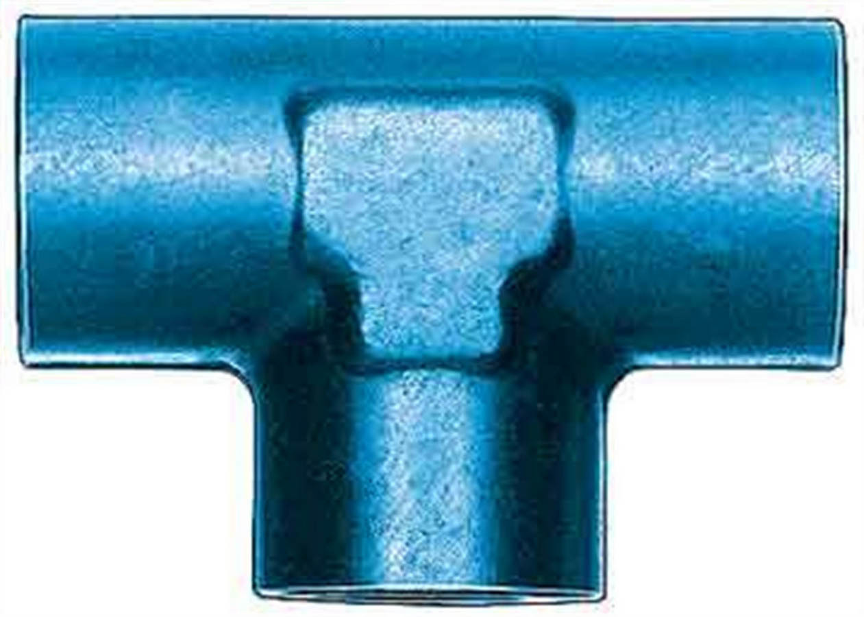 Aeroquip FCM2151 Fitting, Adapter Tee, 1/4 in NPT Female x 1/4 in NPT Female x 1/4 in NPT Female, Aluminum, Blue Anodized, Each