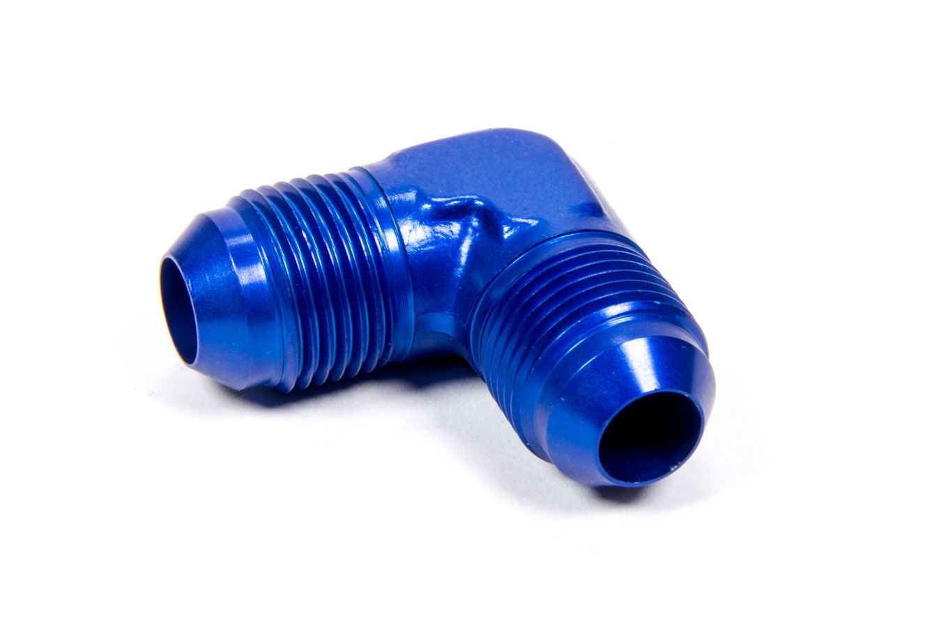 Aeroquip FCM2190 Fitting, Adapter, 90 Degree, 8 AN Male to 8 AN Male, Aluminum, Blue Anodized, Each