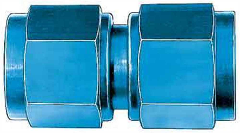 Aeroquip FCM2915 Fitting, Adapter, Straight, 6 AN Female Swivel to 6 AN Female Swivel, Aluminum, Blue Anodized, Each