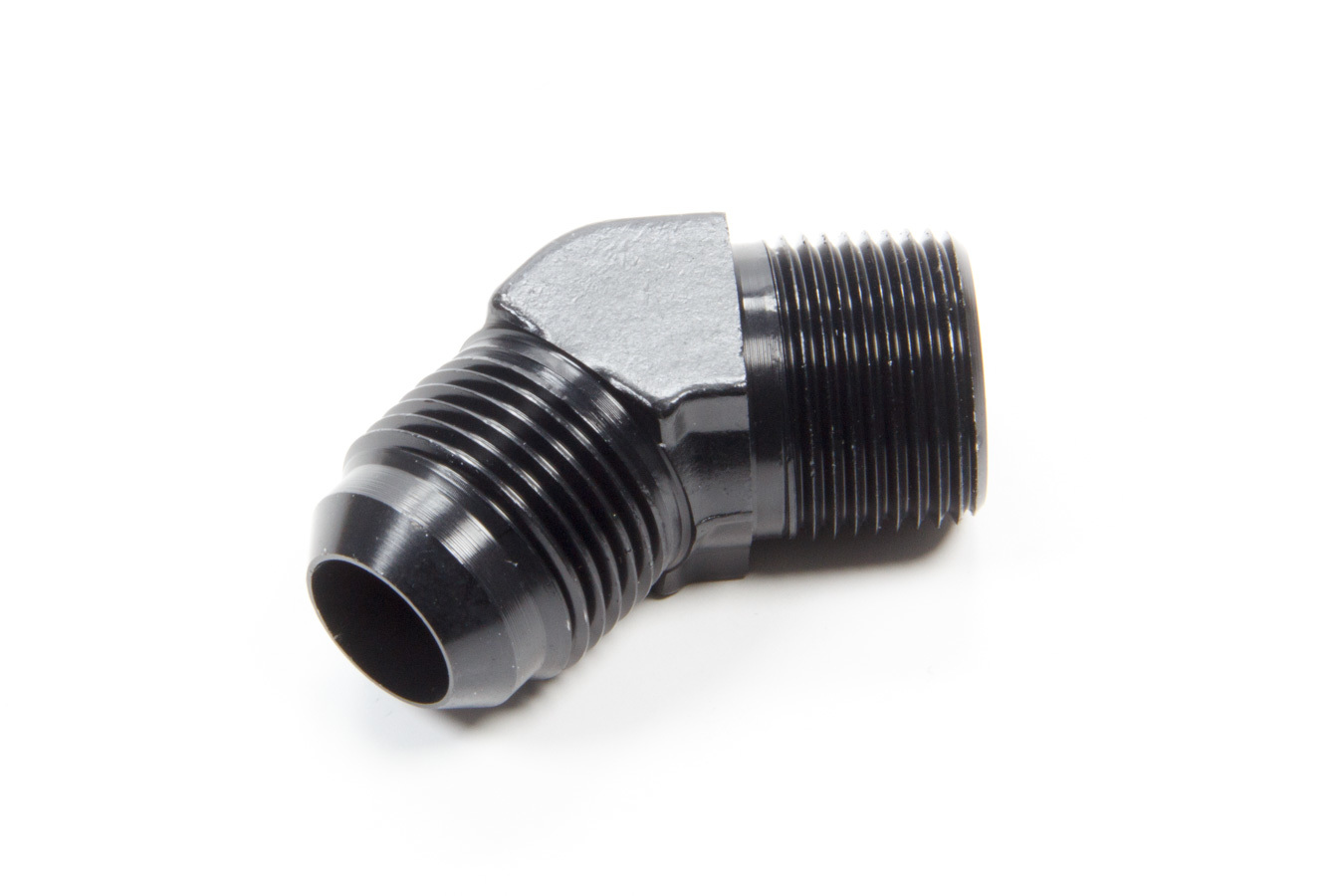 Aeroquip FCM5025 Fitting, Adapter, 45 Degree, 12 AN Male to 3/4 in NPT Male, Aluminum, Black Anodized, Each