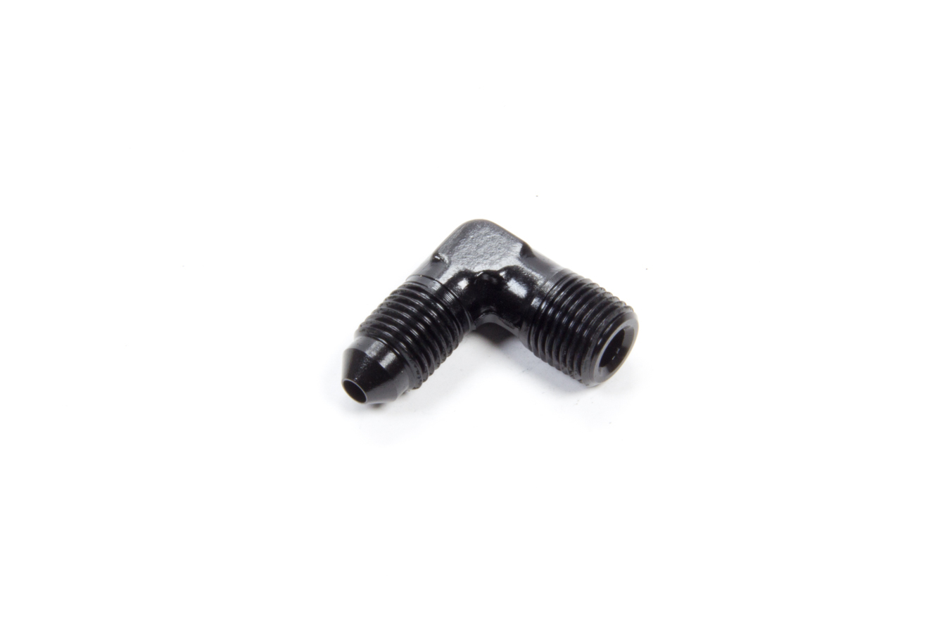 Aeroquip FCM5030 Fitting, Adapter, 90 Degree, 3 AN Male to 1/8 in NPT Male, Aluminum, Black Anodized, Each