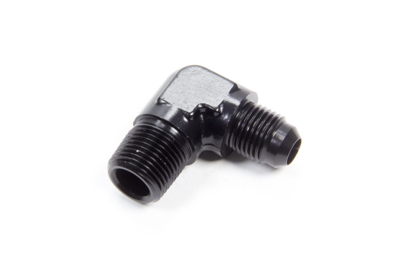 Aeroquip FCM5035 Fitting, Adapter, 90 Degree, 6 AN Male to 3/8 in NPT Male, Aluminum, Black Anodized, Each