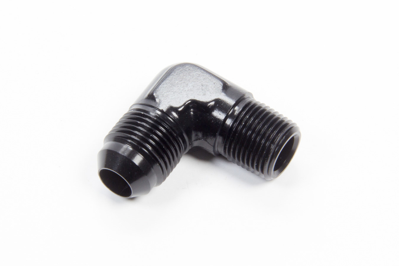 Aeroquip FCM5037 Fitting, Adapter, 90 Degree, 8 AN Male to 3/8 in NPT Male, Aluminum, Black Anodized, Each