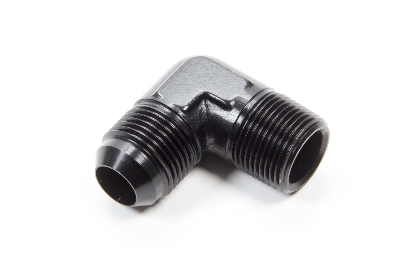 Aeroquip FCM5040 Fitting, Adapter, 90 Degree, 12 AN Male to 3/4 in NPT Male, Aluminum, Black Anodized, Each