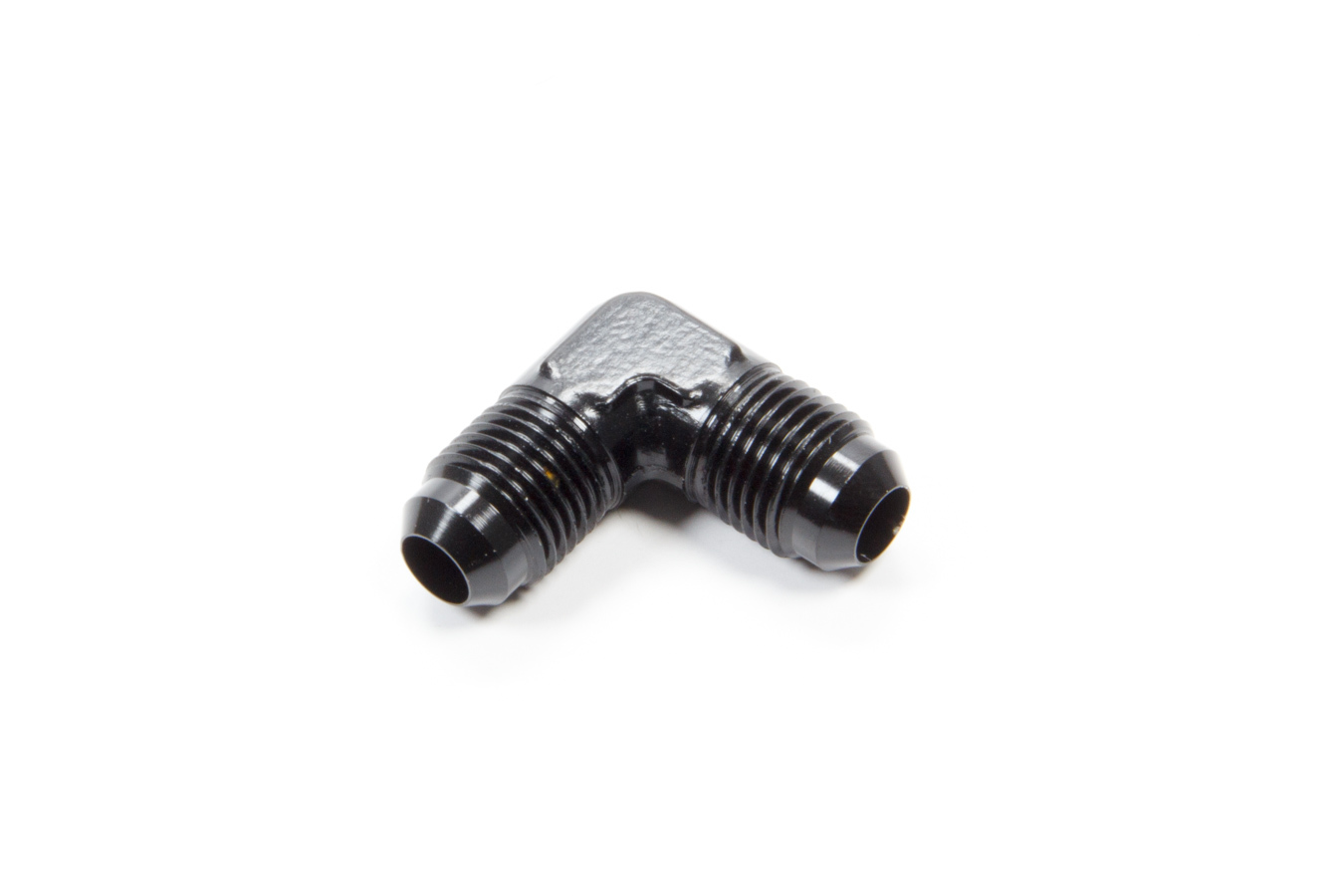Aeroquip FCM5120 Fitting, Adapter, 90 Degree, 6 AN Male to 6 AN Male, Aluminum, Black Anodized, Each