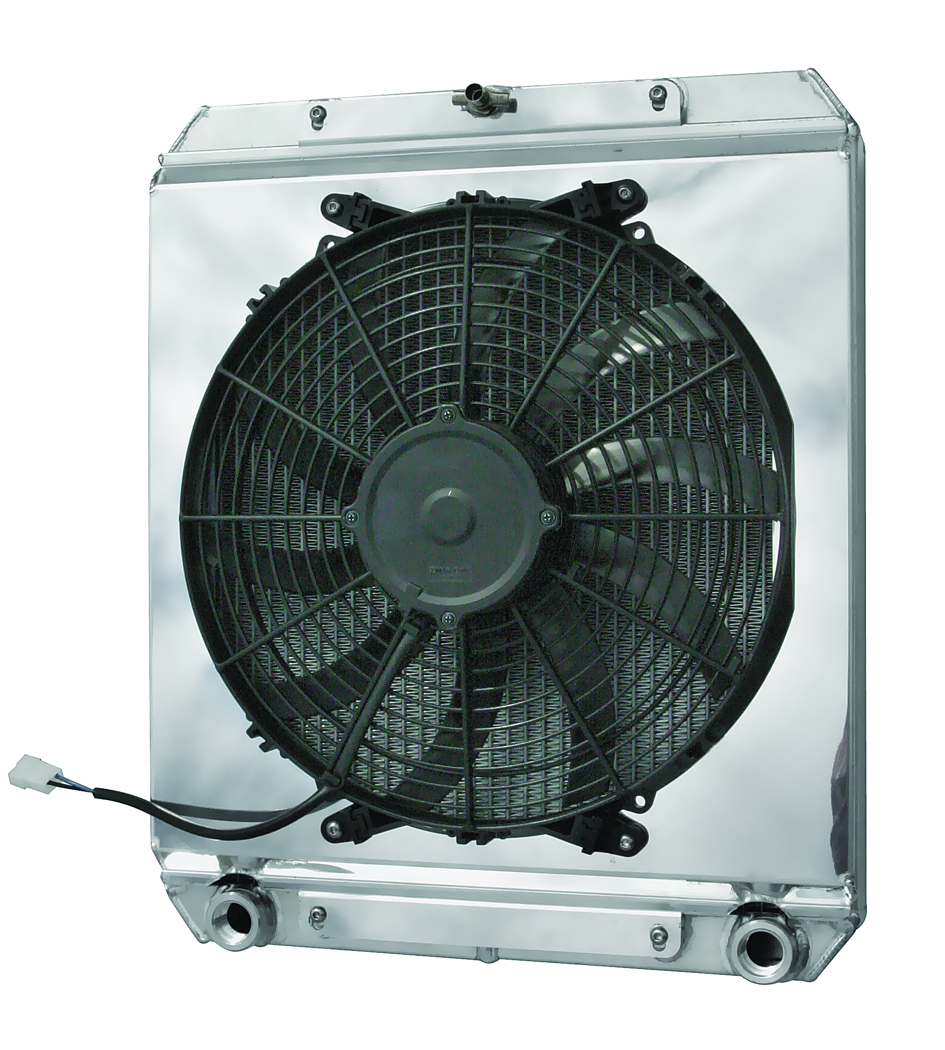 Electric Cooling Fan - 14 in Fan - Puller - 1550 CFM - 12V - Curved Blade - 20.25 x 17.25 in - Aluminum Shroud - Plastic - Black - Kit