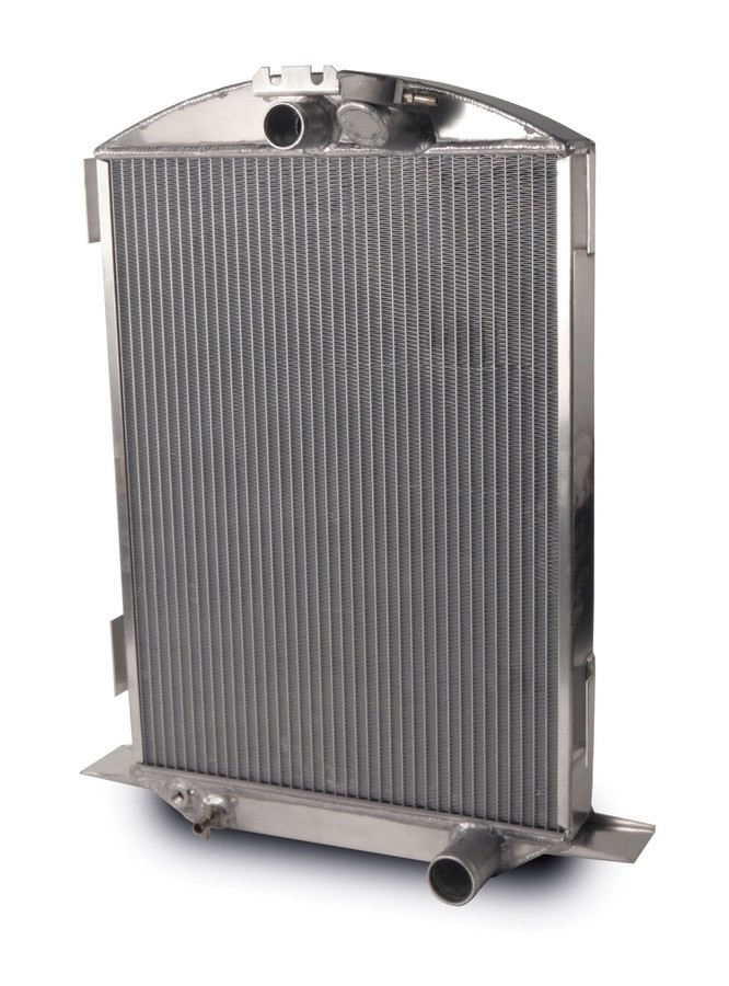 Radiator - 17 in W x 27 in H x 6.875 in D - Center Inlet - Passenger Side Outlet - Aluminum - Natural - Ford 1932 - Each