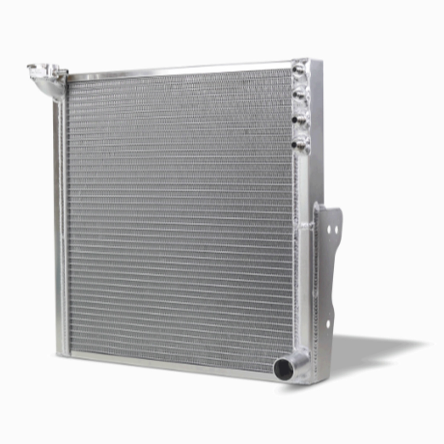 Radiator - 20.58 in W x 20 in H x 2.05 in D - Passenger Side Inlet - Passenger Side Outlet - Aluminum - Natural - Each