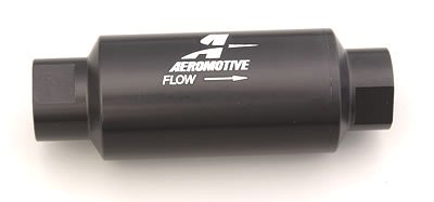 Aeromotive 12306 Fuel Filter, Marine, In-Line, 10 Micron, Fabric Element, 10 AN Female O-Ring Inlet, 10 AN Female O-Ring Outlet, Aluminum, Black Anodized, Each