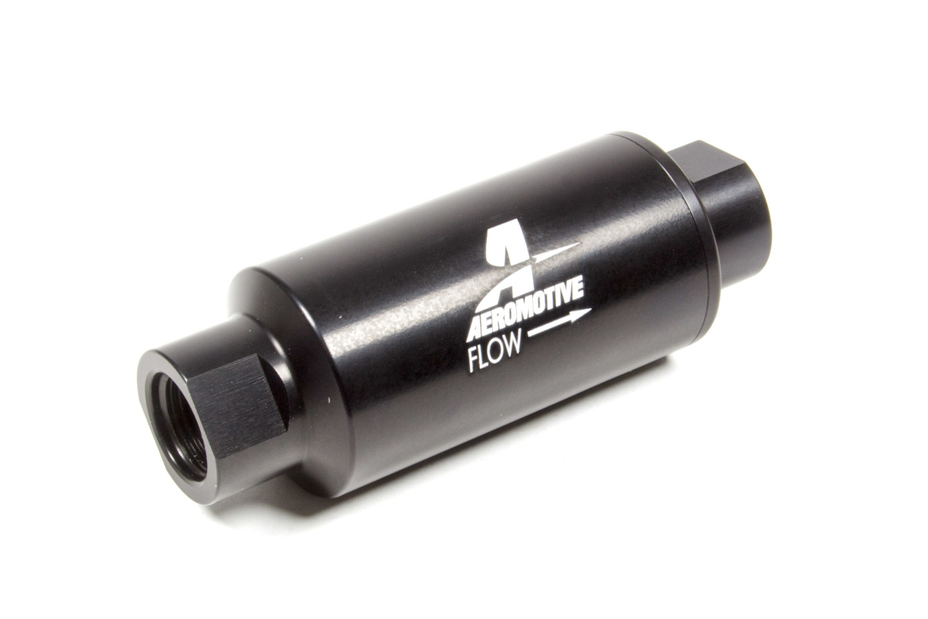 Aeromotive 12346 Fuel Filter, In-Line, 10 Micron, Microglass Element, 10 AN Female Inlet, 10 AN Female Outlet, Aluminum, Black Anodized, Each
