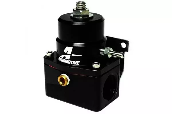 Aeromotive 13131 Fuel Pressure Regulator, A1000, 40-75 psi, In-Line, Two 6 AN Female O-Ring Inlets, 6 AN Female O-Ring Outlet, Bypass, 1/8 in NPT Port, Black Anodized, Gas / Methanol, Each