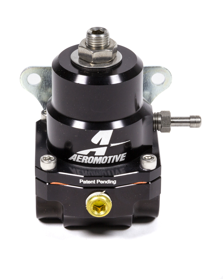 Aeromotive 13140 Fuel Pressure Regulator, A1000 Gen II, 40 to 75 psi, In-Line, 10 AN Female O-Ring Inlet, 10 AN Female O-Ring Outlet, 6 AN O-Ring Return, 1/8 in NPT Port, Black Anodized, E85 / Gas / Diesel / Methanol, Each