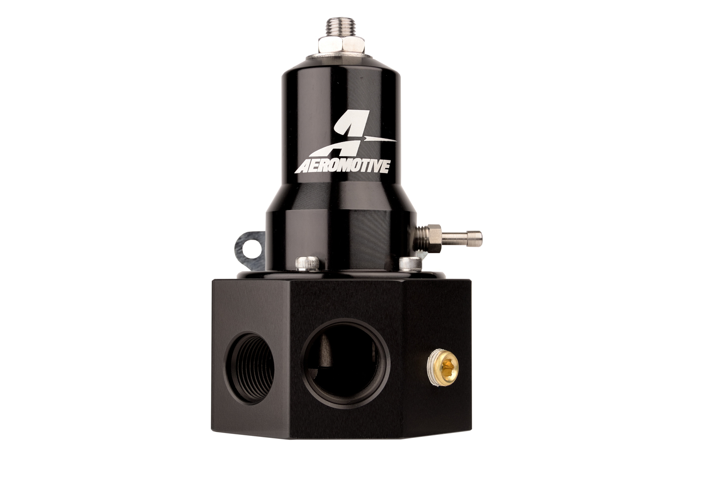 Aeromotive 13145 Fuel Pressure Regulator, Pro-Series EFI, 30 to 125 psi, In-Line, 10 AN Female O-Ring Inlet, 8 AN Female O-Ring Outlet, 10 AN Female O-Ring Return, 1/8 in NPT Port, Fittings Included, E85 / Gas / Diesel, Each