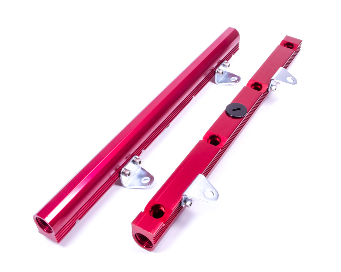 Aeromotive 14106 Fuel Rail, 8 AN Female O-Ring Inlets, 8 AN Female O-Ring Outlets, Aluminum, Red Anodized, Brackets Included, GM LS1 / LS6, GM LS-Series, Kit