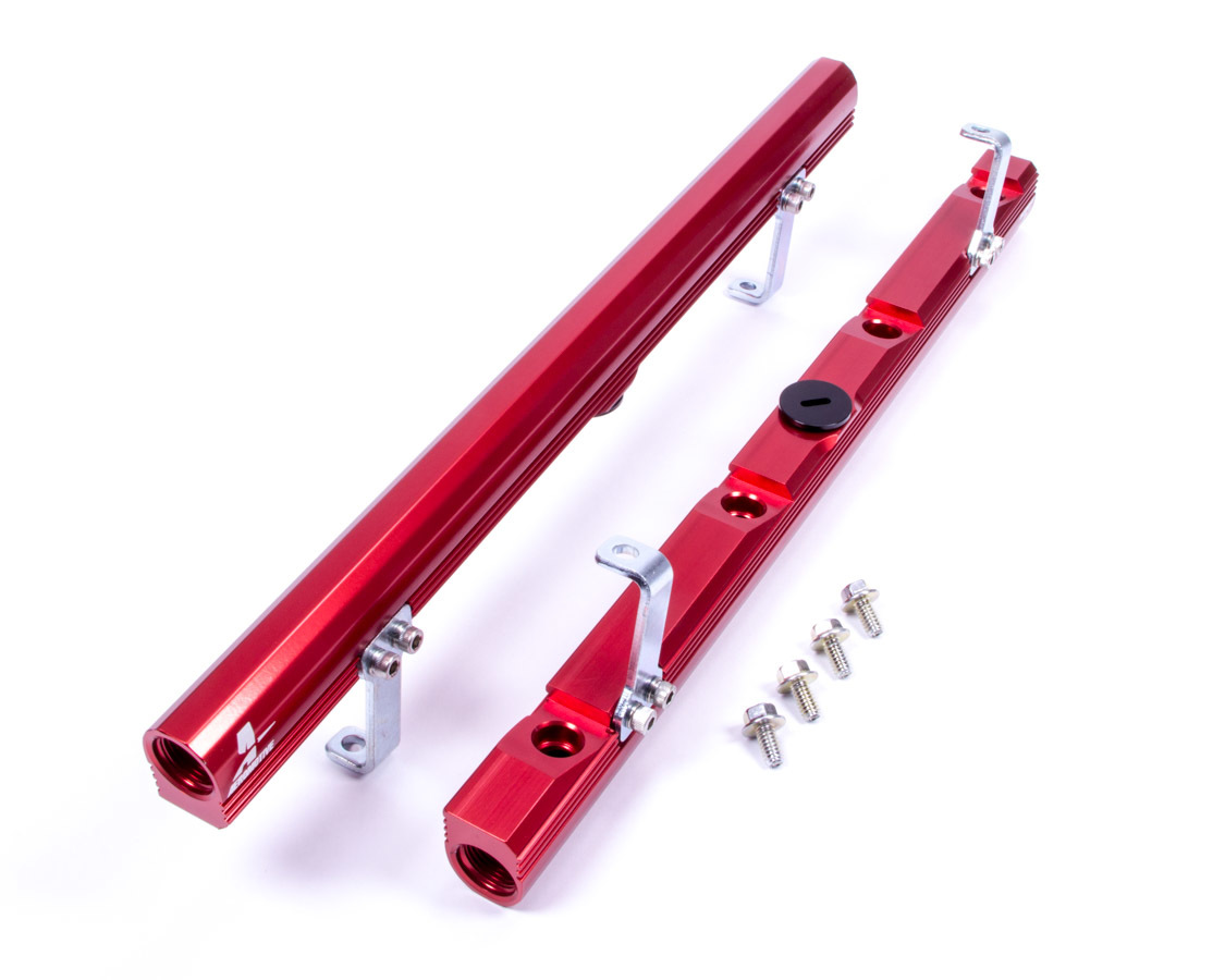 Aeromotive 14147 Fuel Rail, 8 AN Female O-Ring Inlets, 8 AN Female O-Ring Outlets, Aluminum, Red Anodized, Brackets Included, Edelbrock LS1 Intakes, Kit