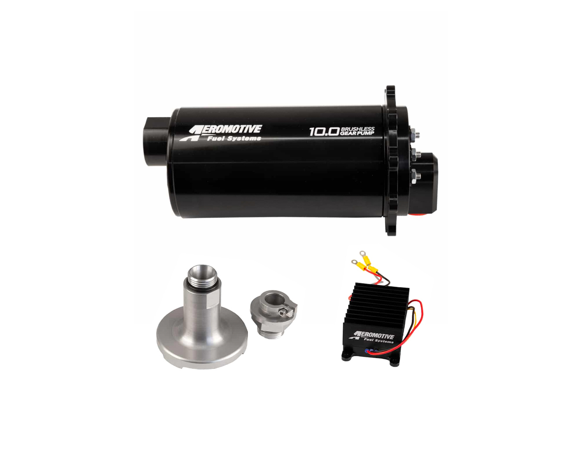 Aeromotive 18070 Fuel Pump, Electric, 10.0 Brushless, In-Line, 1700 lb/hr, 90 psi, 12 AN Female O-Ring Inlet, 10 AN Female O-Ring Outlet, Aluminum, Black Anodized, Each