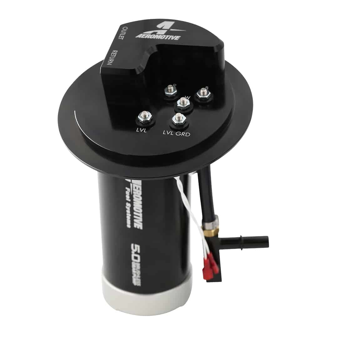Aeromotive 19105 Fuel Pump, A1000, Brushless, In-Tank, 8 AN Female O-Ring Outlets, True Variable Speed Controller, Gas / E85, Aluminum, Black Anodized, Ford Mustang 2011-2020, Each