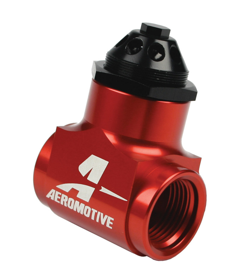 Aeromotive 33101 Vacuum Pump Regulator, 12 AN Female O-Ring Inlet, 12 AN Female O-Ring Outlet, 1/8 in NPT Port, Aluminum, Black / Red Anodized, Each