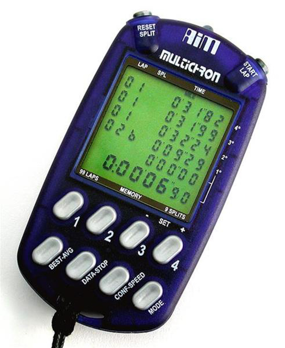 AIM Sports X02CHRN05 Stopwatch, Digital, 4 Car Tracking, 99 Lap Memory, Multi-Mode, Black, Each