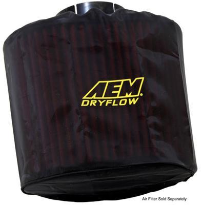 Air Filter Wrap - DryFlow - Reusable - 10-1/2 in OD Base - 9 in OD Top - 9 in Tall - Silicone Treated - Polyester - Black - Each