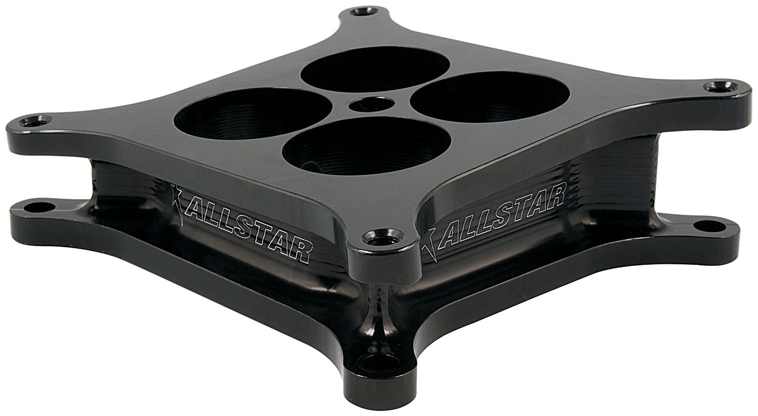 Allstar Performance 25975 Carburetor Spacer, Angled, 2 in Thick, 4 Hole, Square Bore, Aluminum, Black Anodized, Each
