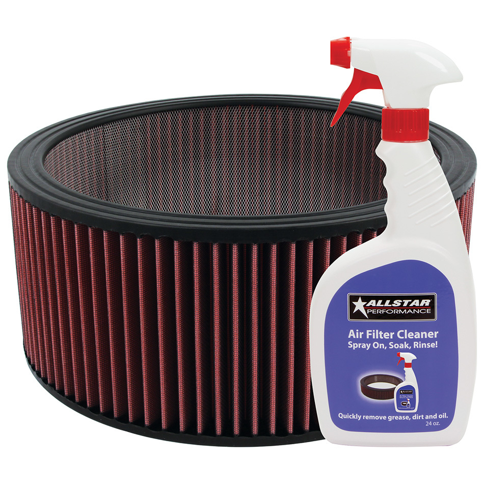 Allstar Performance 26006K Air Filter Element, 14 in Diameter, 6 in Tall, 24 oz Air Filter Cleaner Included, Reusable Cotton, Each