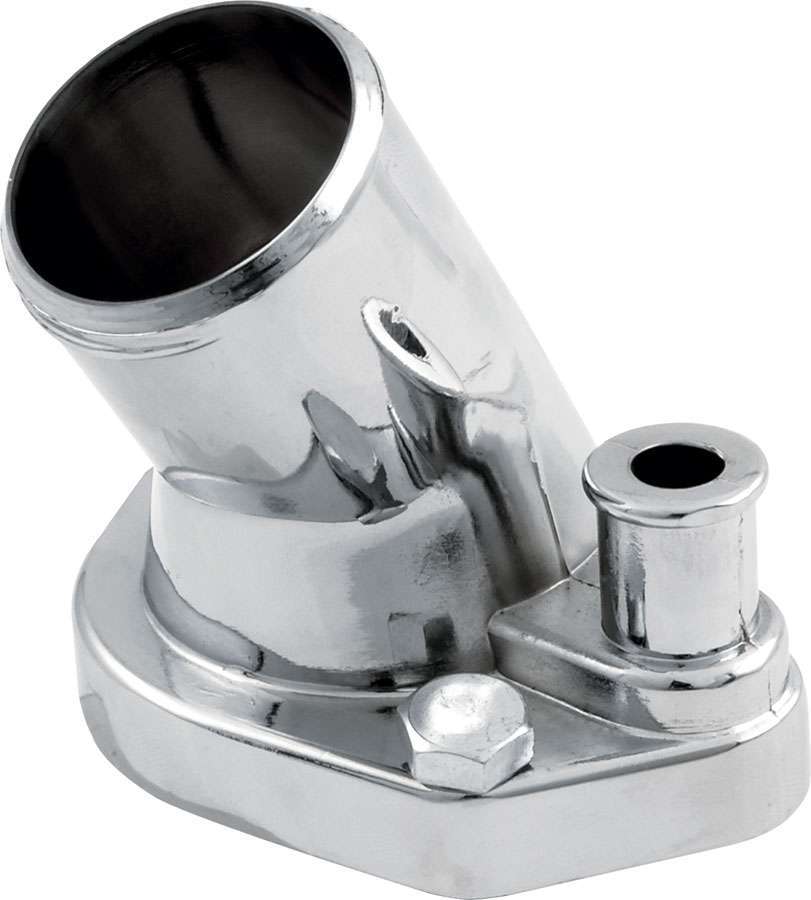 Allstar Performance 30174 Water Neck, 45 Degree, 1-1/2 in ID Hose, O-Ring, Hardware Included, Aluminum, Chrome, Small Block Ford, Each