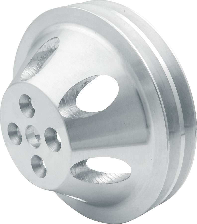 Allstar Performance 31085 Water Pump Pulley, 1 to 1, V-Belt, 2 Groove, 6.625 in Diameter, Aluminum, Polished, Short Water Pump, Small Block Chevy, Each