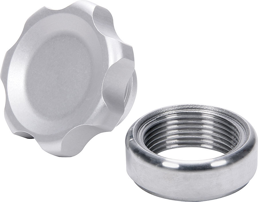 Allstar Performance 36161 Bung and Cap Kit, 1.375 in OD, Weld-On, Steel Bung, Aluminum Threaded Cap, Silver Anodized, Kit