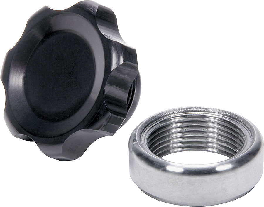 Allstar Performance 36167 Bung and Cap Kit, 1.375 in OD, Weld-On, Steel Bung, Aluminum Threaded Cap, Black Anodized, Kit
