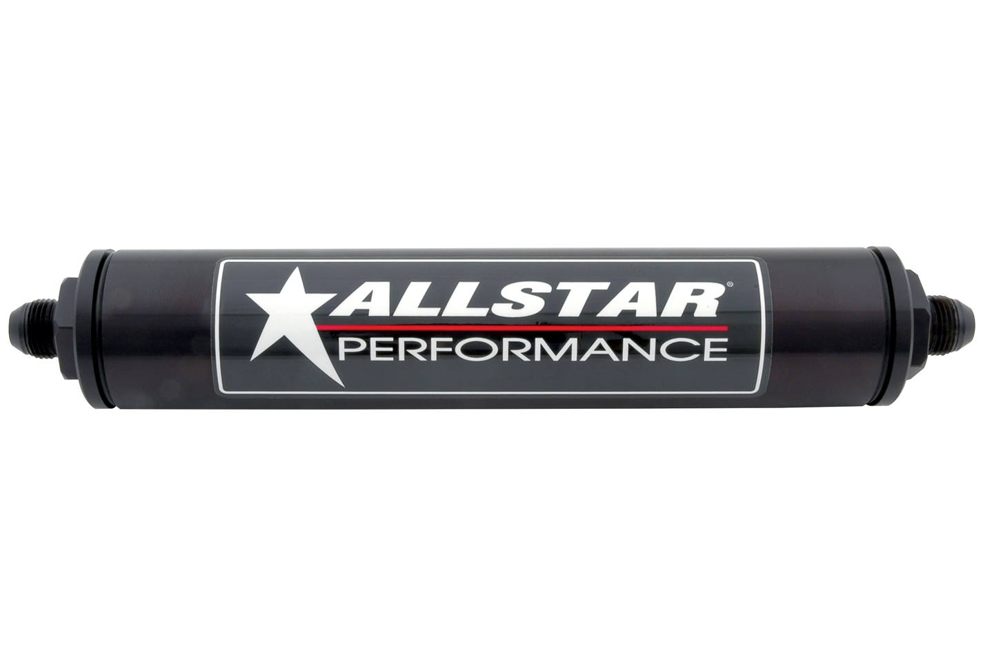 Allstar Performance 40238 Fuel Filter, In-Line, 10 Micron, Paper Element, 6 AN Male Inlet, 6 AN Male Outlet, Aluminum, Black Anodized, Each