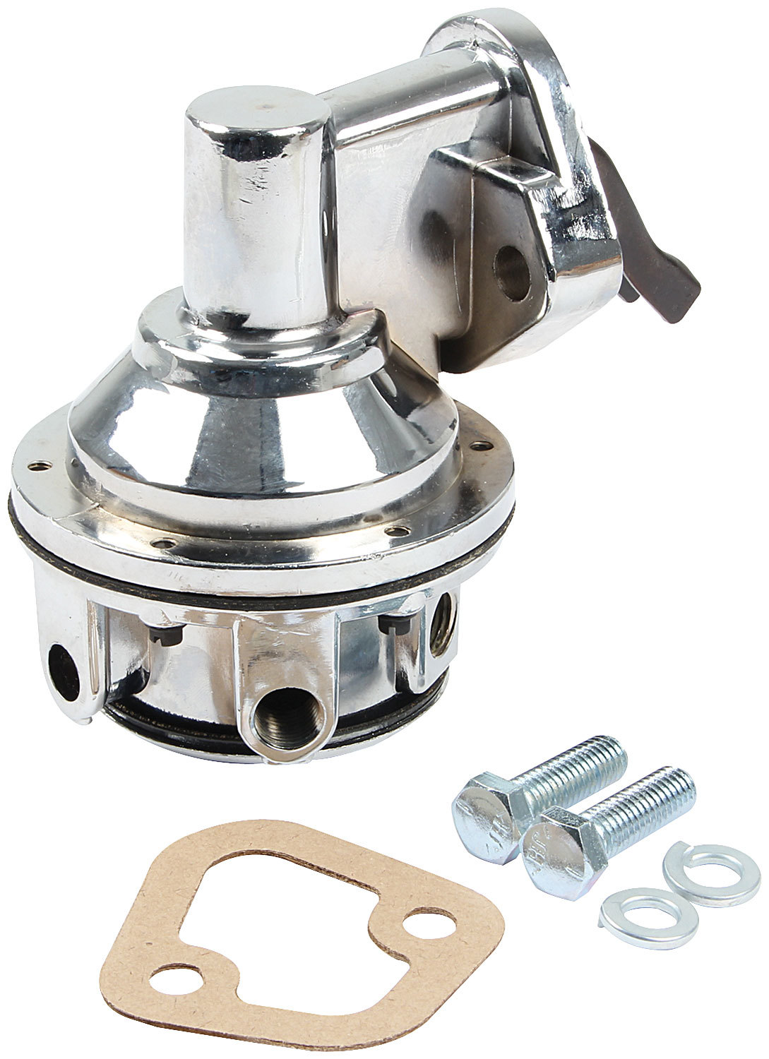 Fuel Pump - Mechanical - 80 gph - 6.5-8 psi - 1/4 in NPT Female Inlet / Outlet - Aluminum - Polished - Gas - Small Block Chevy - Each