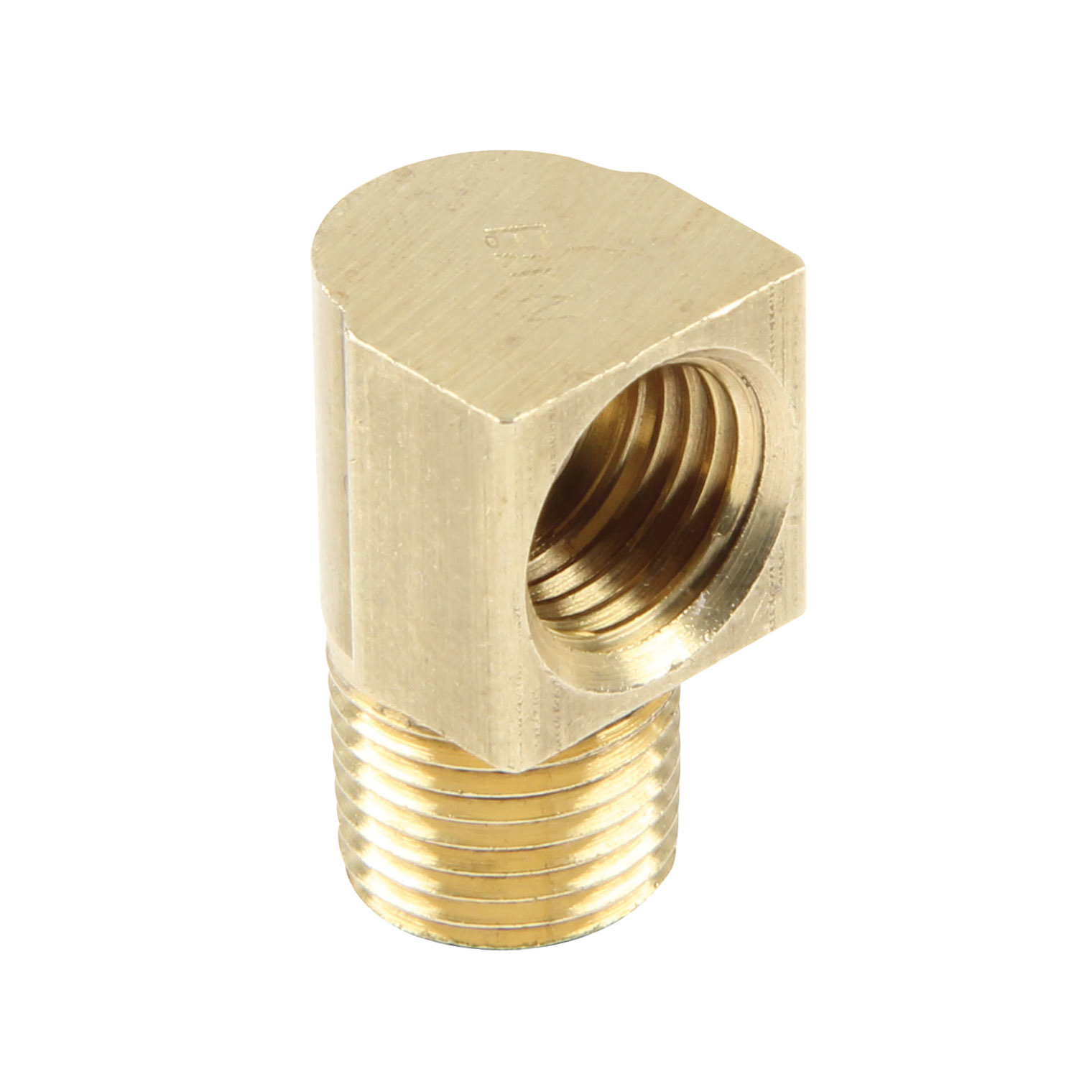 Allstar Performance 50125-50 Fitting, Adapter, 90 Degree, 1/8 in NPT Male to 3/8-24 in Inverted Flare Female, Brass, Natural, 3/16 in Hardline, Set of 50